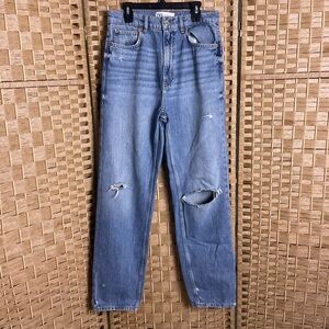 Zara Mom High Waisted Jeans Ripped Distressed Size 4